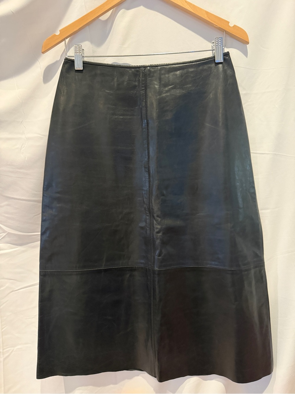 Banana Republic Vintage 100% Black Leather Pencil Skirt